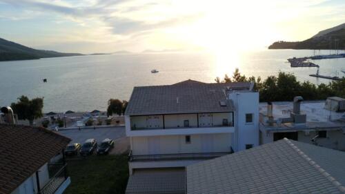 The building from above overlooking the bay of Plataria